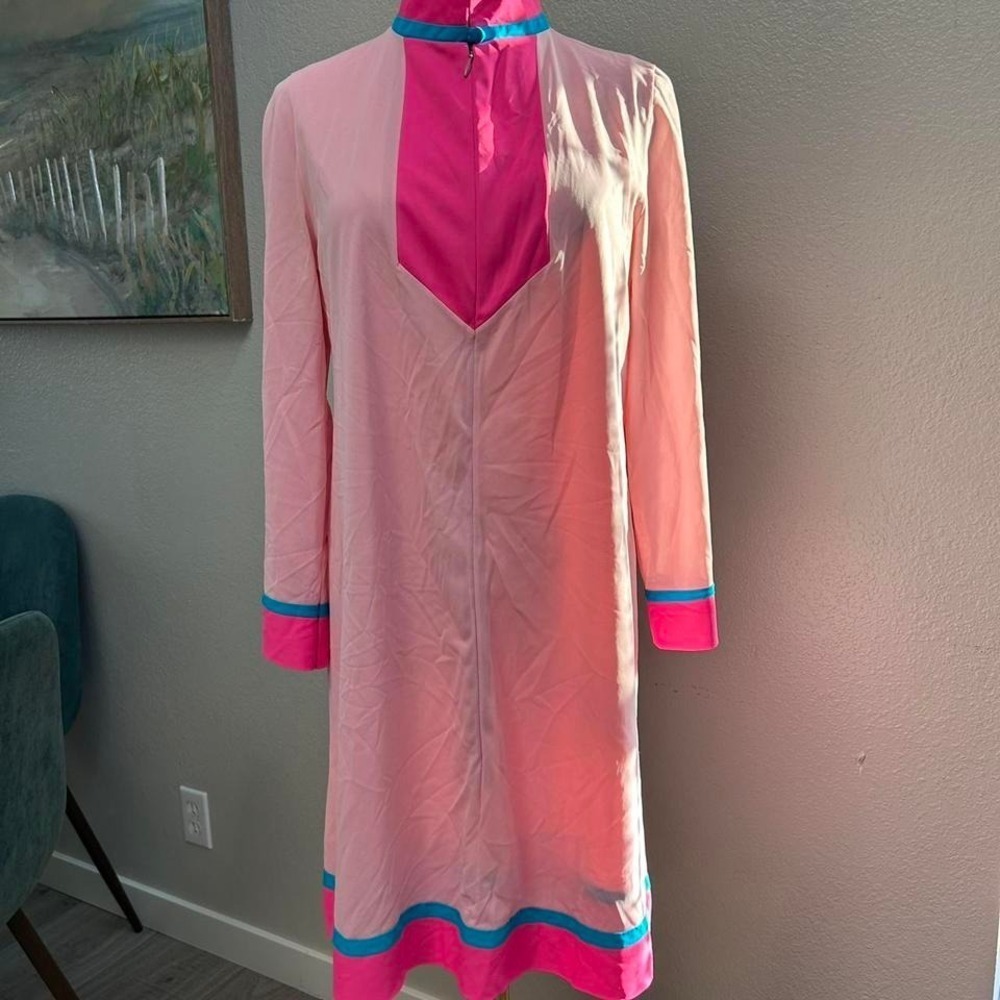 Vintage Gossard Artemis Pink‎ Turquoise Colorblock Mod Loungewear Set Small